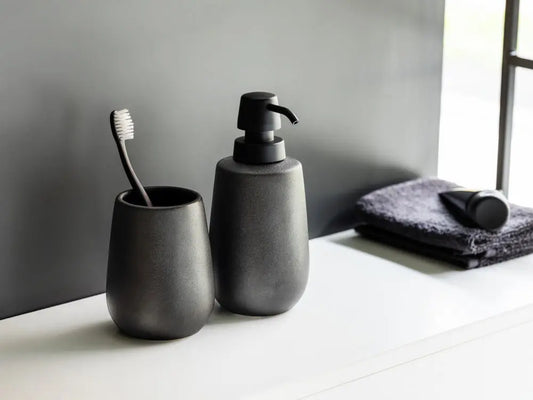 Wenko - Nerno Ceramic Toothbrush Holder - Sleek Black Design 🖤