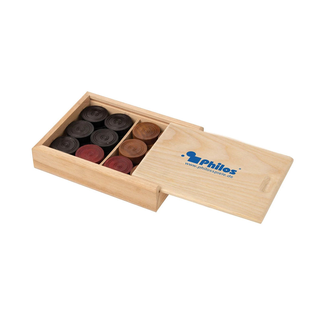 Carromsteine Bulldog, in Holzbox