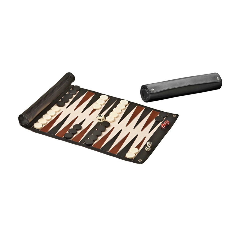 Set da backgammon da viaggio arrotolabile - similpelle