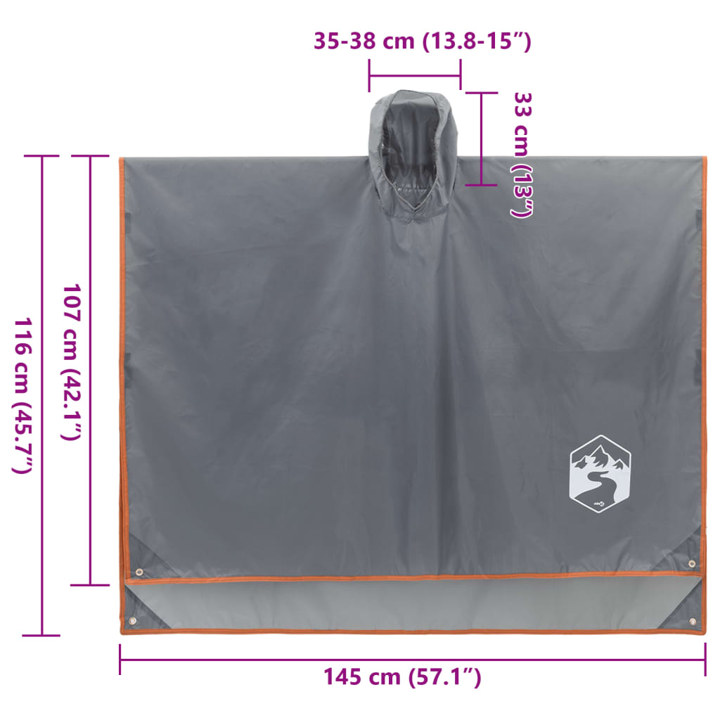 Regenponcho mit Kapuze 2 - in - 1 - Design Grau und Orange 223x145 cm - Speedjust Schweiz