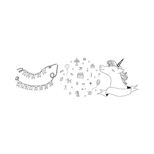 Securit® Fensterschablonen "Windoodle", Format: A2, Thema: Girl Birthday, inkl. 1 Securit® Kreidestift, 3er Set - Schablone - Speedjust Schweiz