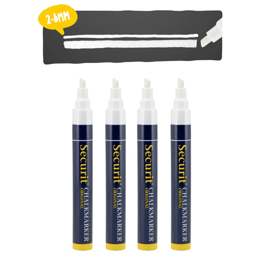Securit® Kreidemarker, 2 - 6mm, 4er - Set, Weiss - Kreidemarker - Speedjust Schweiz