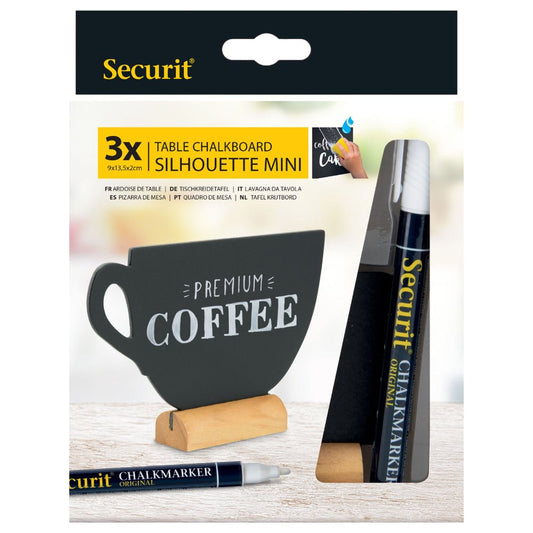 Securit®, Mini Tischkreidetafel "Kaffeetasse", 3er - Set - Tischaufsteller / Tags - Speedjust Schweiz