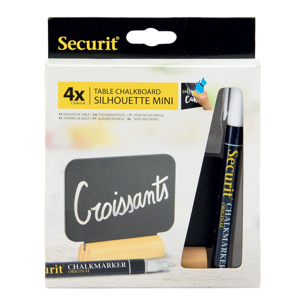 Securit®, Mini Tischkreidetafel "Rechteck", 4er - Set - Tischaufsteller / Tags - Speedjust Schweiz