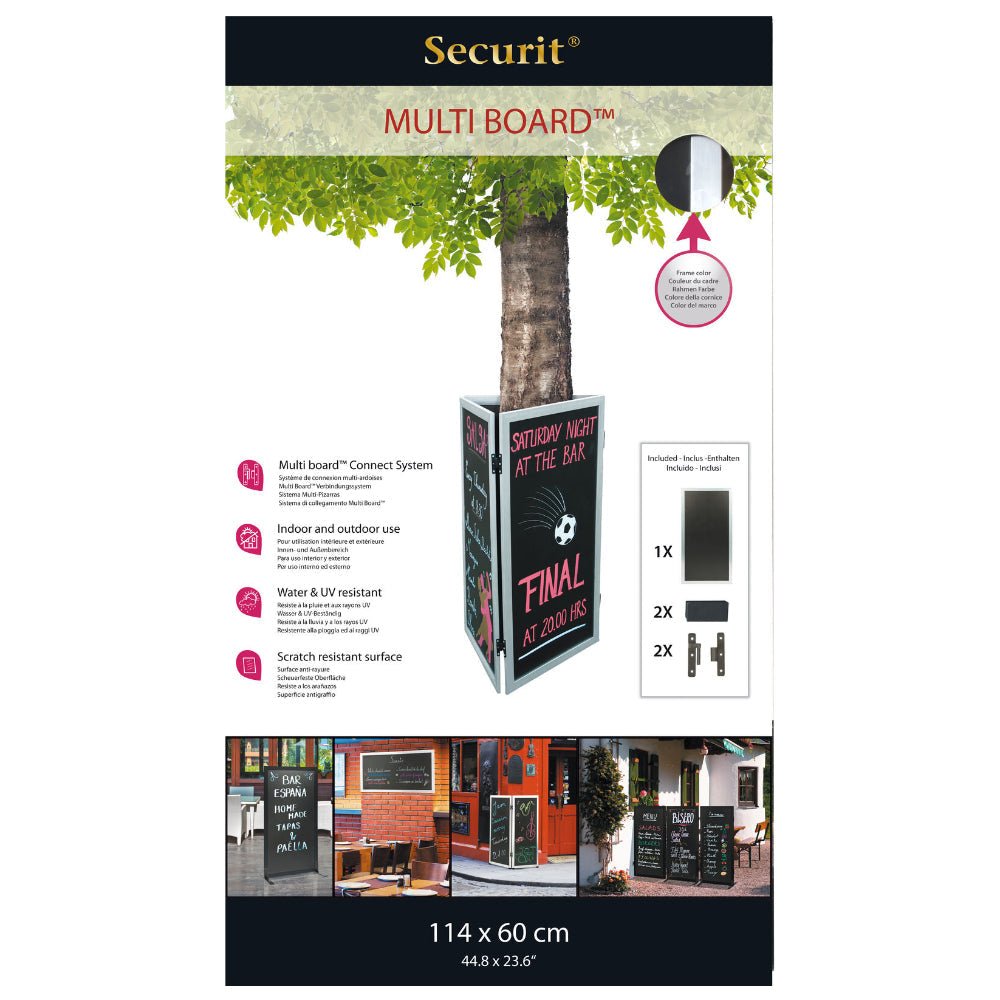 Securit® Multiboard Kreidetafel mit Holzrahmen, Silber, 115x60cm, Outdoor - Kundenstopper - Speedjust Schweiz
