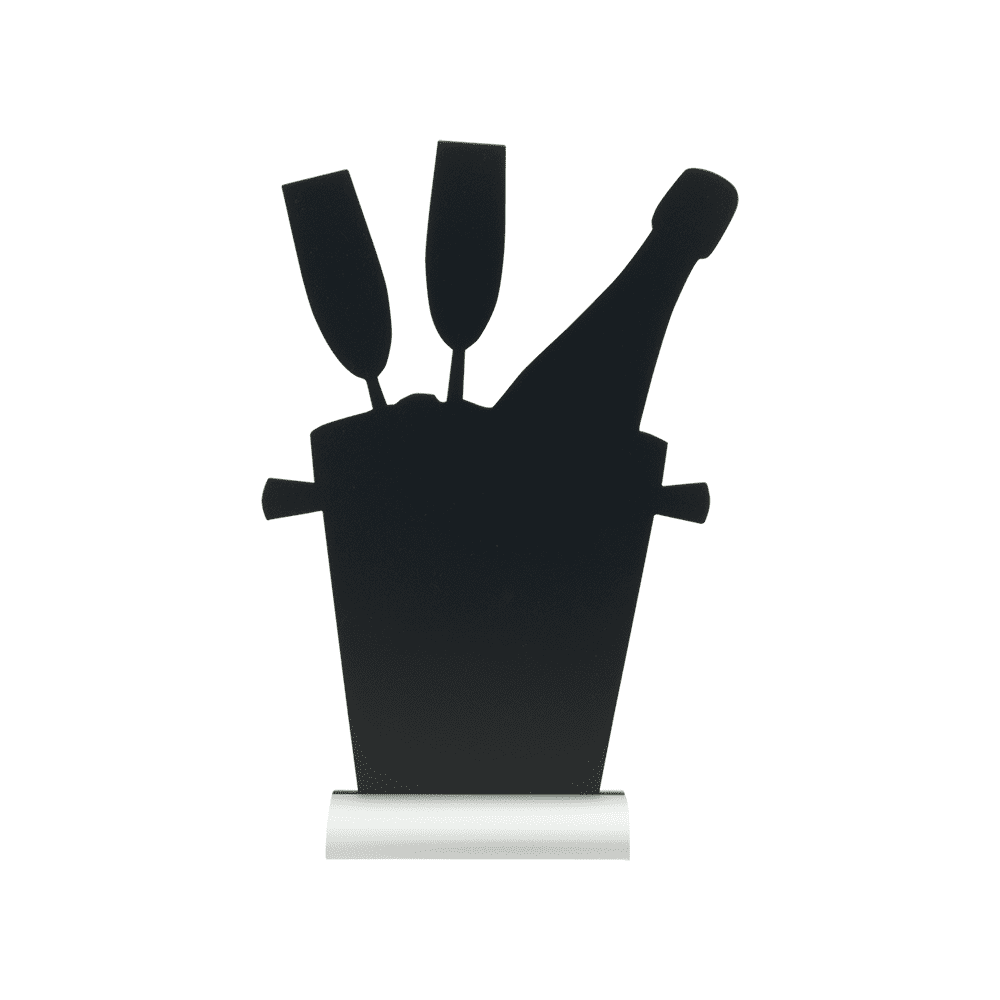 Securit®, Tischkreidetafel Aufsteller mit Aluminiumfuss, "Champagnerkübel" Form - Silhouette, 23x36cm - Tischaufsteller / Tags - Speedjust Schweiz