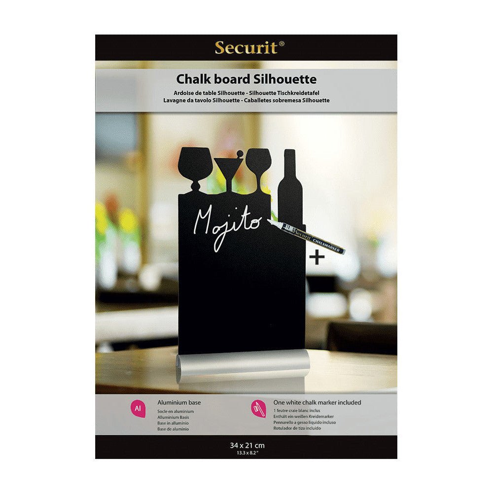 Securit®, Tischkreidetafel Aufsteller mit Aluminiumfuss, "Cocktail" Form - Silhouette, 21x35cm - Tischaufsteller / Tags - Speedjust Schweiz