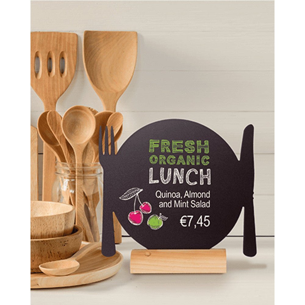 Securit® Tischkreidetafel „Teller mit Besteck“ Aufsteller 25×24 cm - Tischaufsteller / Tags - Speedjust Schweiz