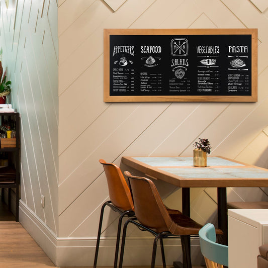 Securit® Wandkreidetafel "Long", Holzrahmen Hellbraun, 56x120cm, Outdoor - Wandtafel - Speedjust Schweiz