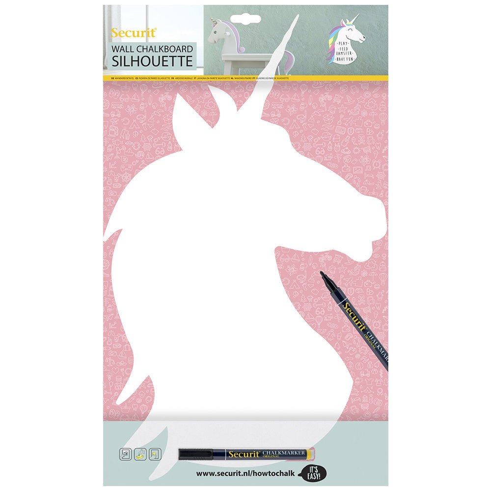 Securit® Wandkreidetafel Silhouette, Unicorn Weiss, 30x49cm - Wandtafel - Speedjust Schweiz