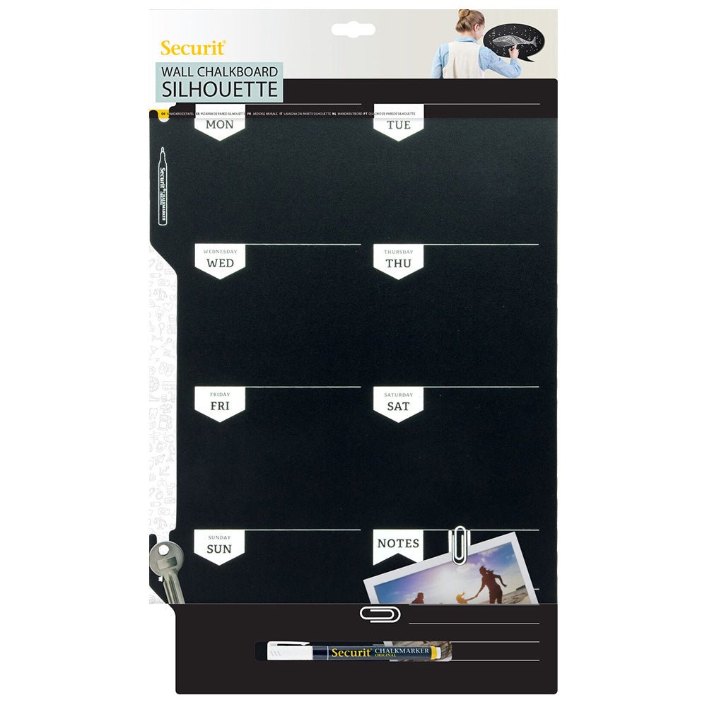Securit® Wandkreidetafel Silhouette Wochenplaner, 30x50cm - Wandtafel - Speedjust Schweiz