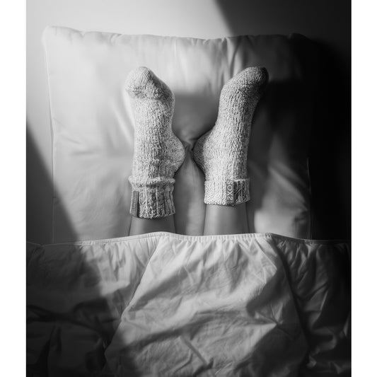 Weisse Wolle Damensocken Sleep Well, Pink Label, Bettsocken, Wadensocke