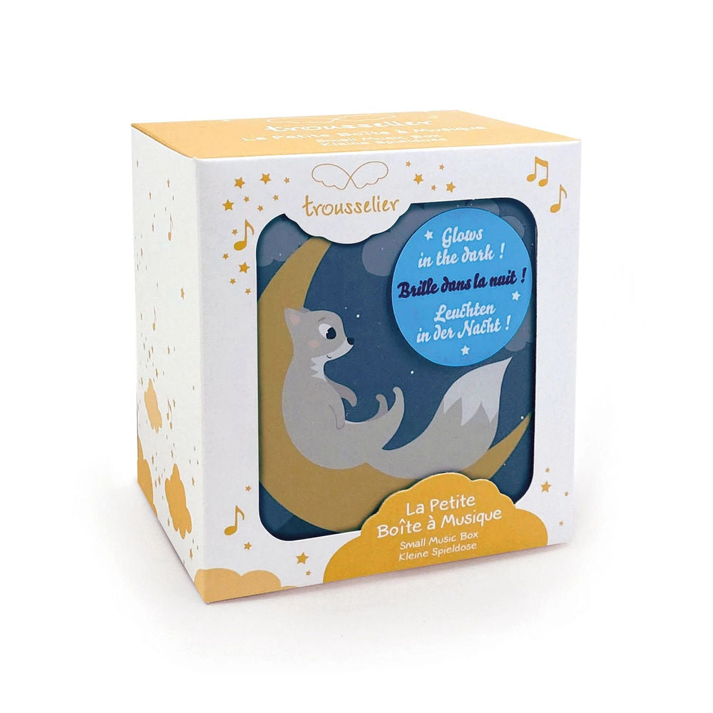 Carillon con cassetto, volpe nella foresta, fosforescente