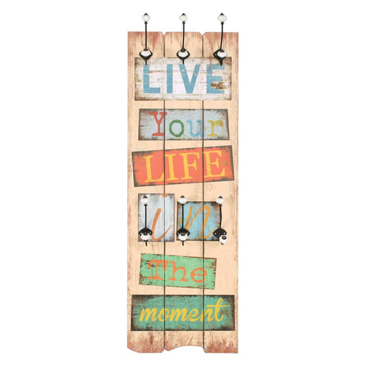 Wandgarderobe mit 6 Haken 120 x 40 cm "LIVE LIFE" - Kleiderhaken & Garderobenständer - Speedjust Schweiz