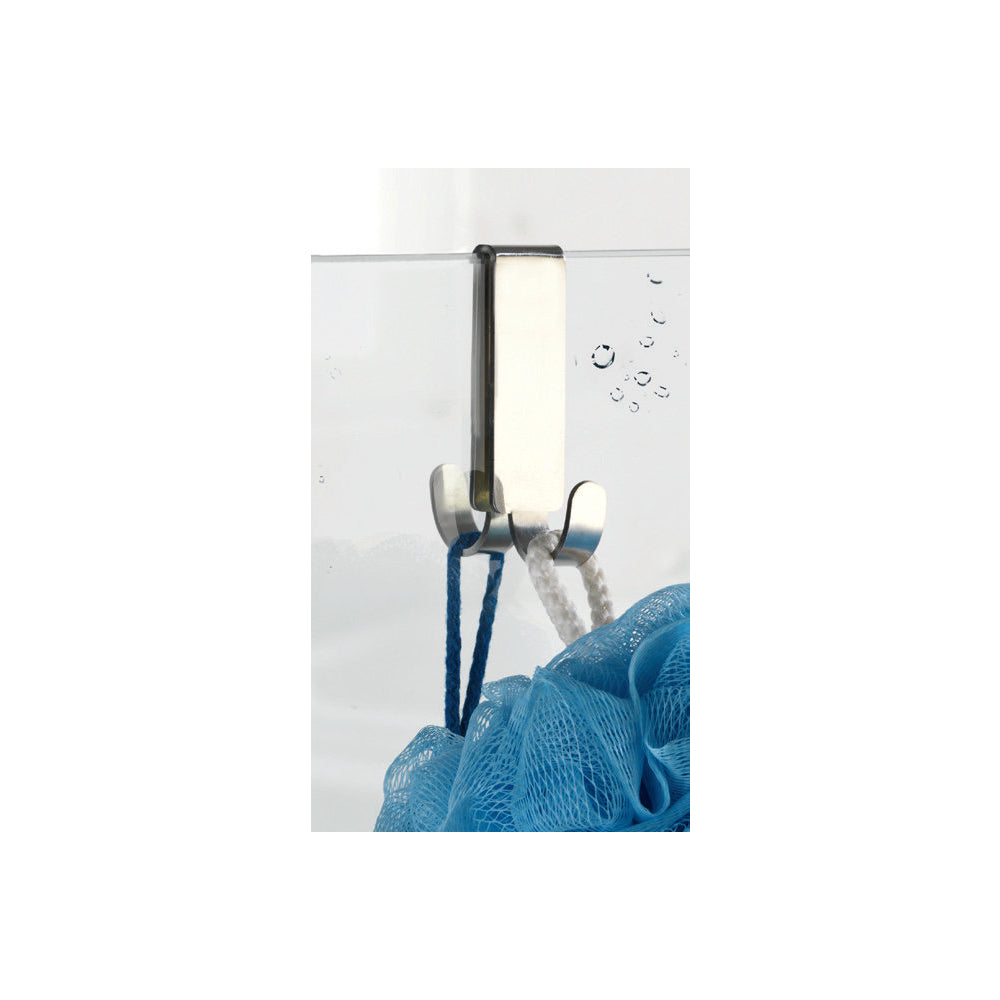 Gancio doccia doppio in acciaio inox