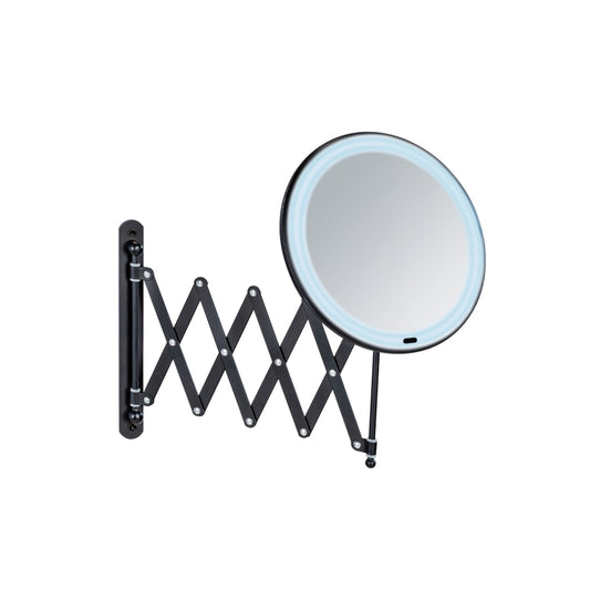 LED Telesk.-Wandspiegel Barona, schwarz matt