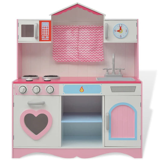 Cucina giocattolo in legno 82×30×100 cm Rosa e Bianco