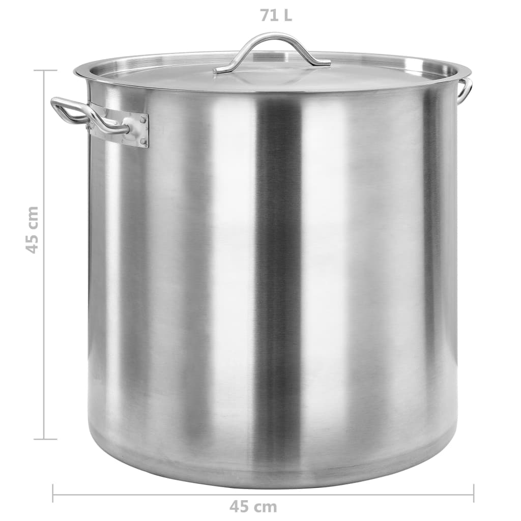Pentola per zuppa 71 L 45×45 cm acciaio inox