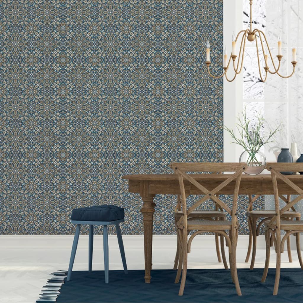 Homestyle Tapete Portugese Tiles Braun und Blau