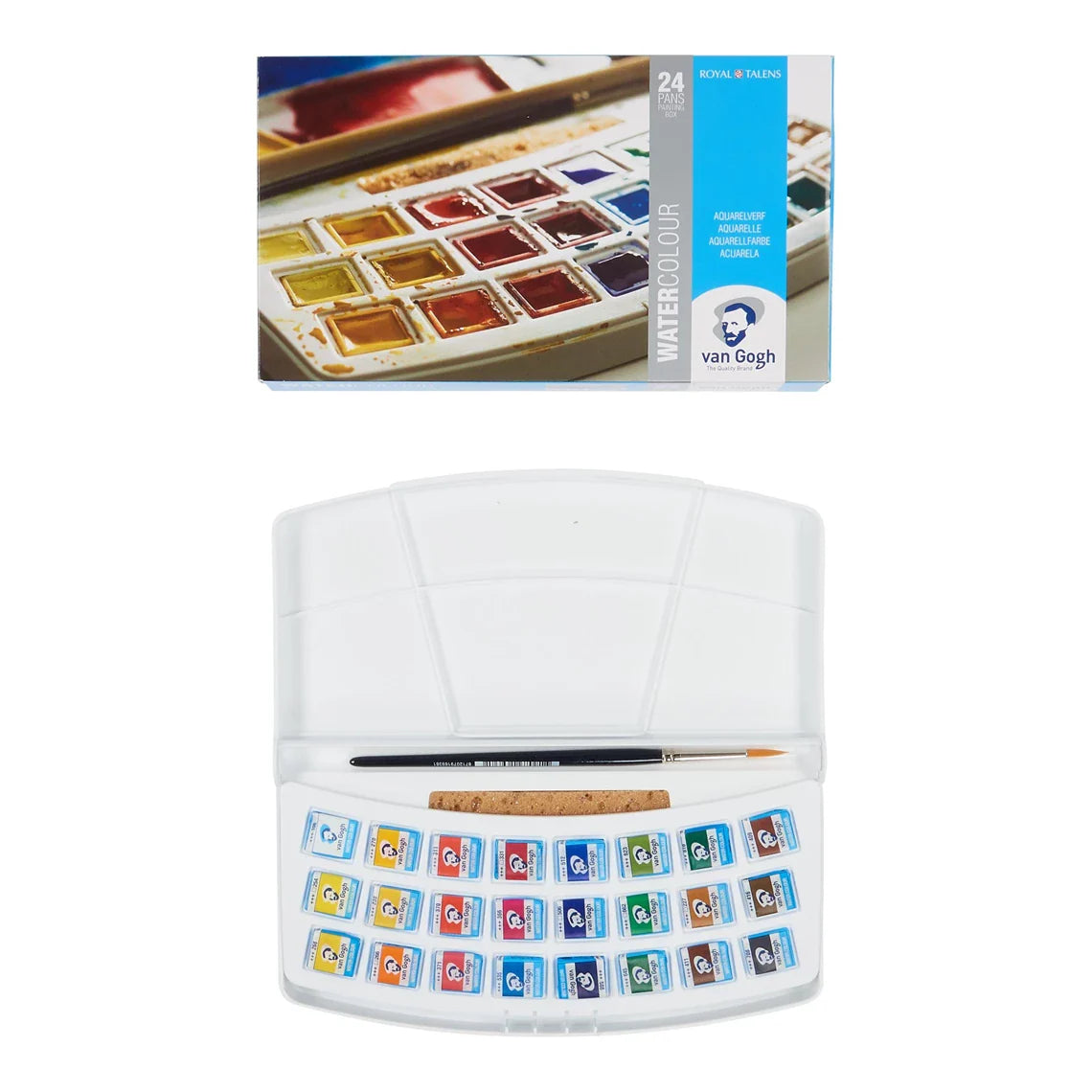 Van Gogh Koffer-Set aus Kunststoff mit 24 Farben 1/2 Näpfchen