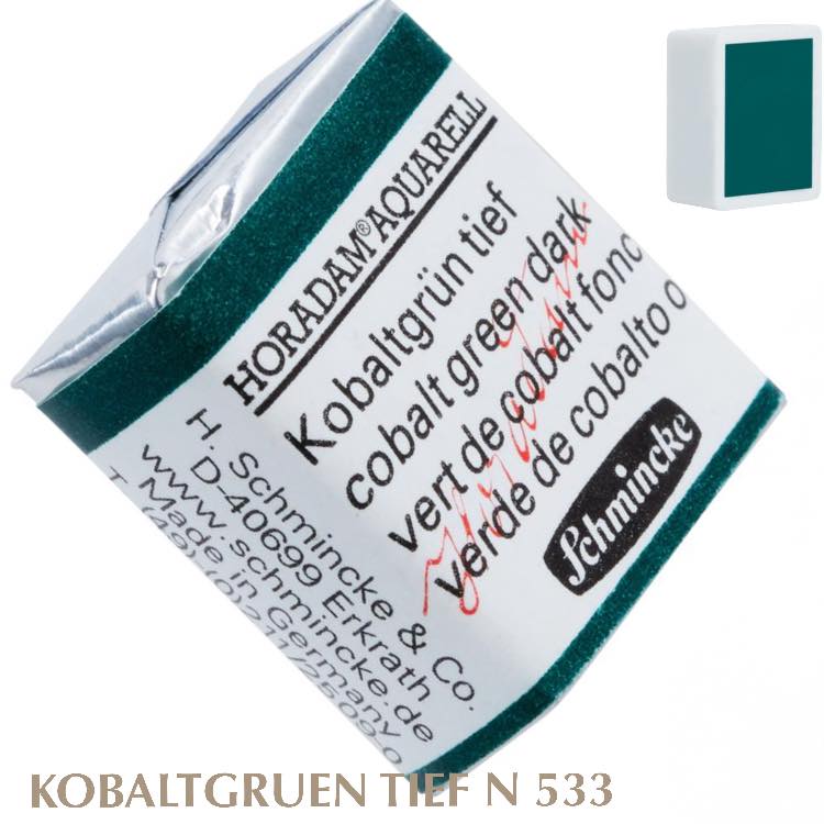 Schmincke HORADAM Aquarellfarbe  1/2 Näpfchen № 533 Kobaltgruen Tief