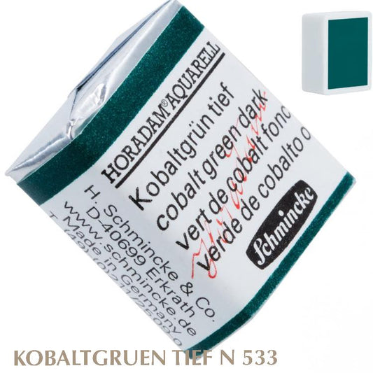 Schmincke HORADAM Aquarellfarbe  1/2 Näpfchen № 533 Kobaltgruen Tief