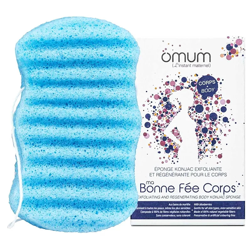 OMUM - Exfoliating & Soothing Konjac Body Sponge with Blueberry Extract - Refresh Your Skin Naturally! 🍇✨
