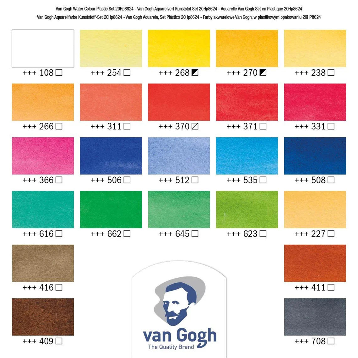Van Gogh Koffer-Set aus Kunststoff mit 24 Farben 1/2 Näpfchen