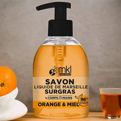 MKL GREEN NATURE - Orange Blossom & Honey Liquid Marseille Soap - Luxurious Cleanliness Awaits! 🍊🍯✨