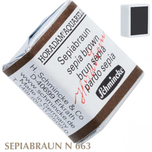 Schmincke HORADAM Aquarellfarbe  1/2 Näpfchen № 663 Sepiabraun
