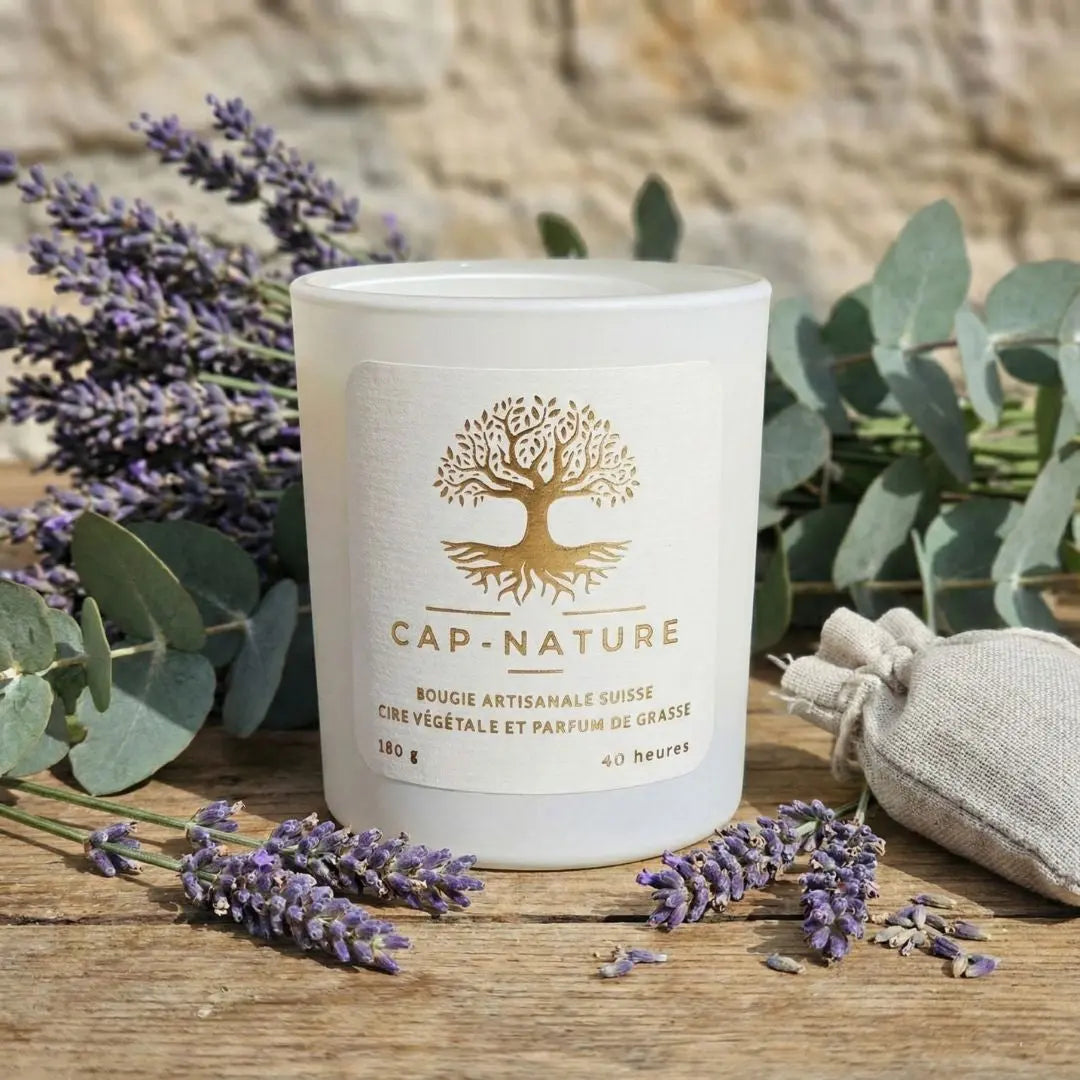Bougie Artisanale Parfumée Lavandin & Eucalyptus – Fraîcheur et Sérénité Naturelles
