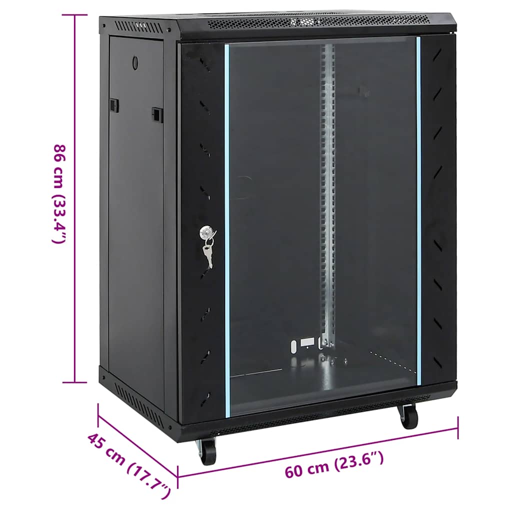 15HE Netzwerkschrank mit Schwenkfüßen 19" IP20 60x45x86 cm - Speedjust Schweiz