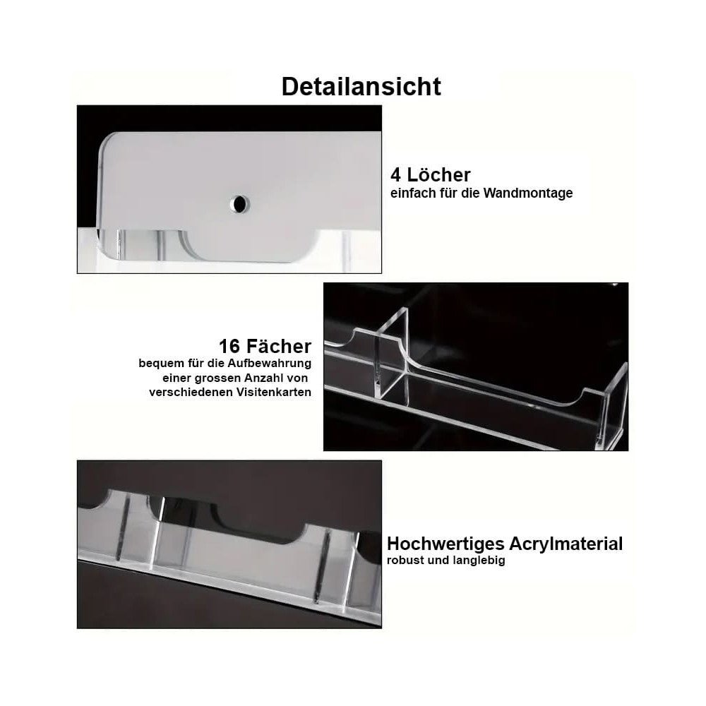 16 - Fach Acryl Visitenkartenwandhalter - Wandhalter - Speedjust Schweiz