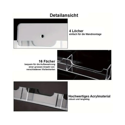 16 - Fach Acryl Visitenkartenwandhalter - Wandhalter - Speedjust Schweiz