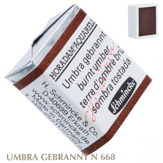 Schmincke HORADAM Aquarellfarbe  1/2 Näpfchen № 668 Umbra Gebrannt