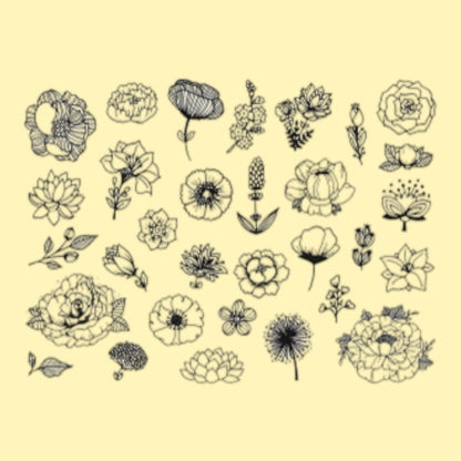 Aladine. Stempelset Flowers 31 Stk. inkl. Stempelkissen