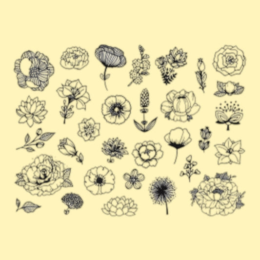 Aladine. Stempelset Flowers 31 Stk. inkl. Stempelkissen