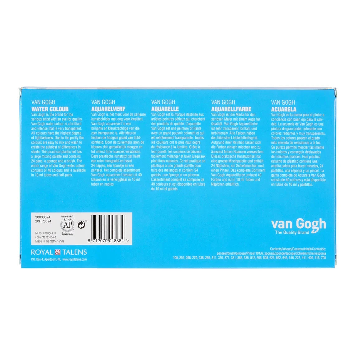 Van Gogh Koffer-Set aus Kunststoff mit 24 Farben 1/2 Näpfchen
