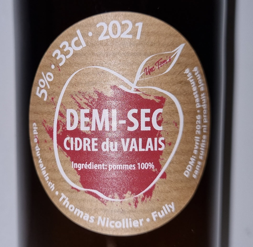 Cidrerie du Valais – Craft Demi-Sec Cider 33cl 🍏🍎 | 100% Natural, Sulfite-Free