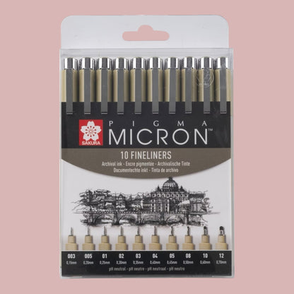 Sakura Pigma Micron Fineliner Set, 10 Stück