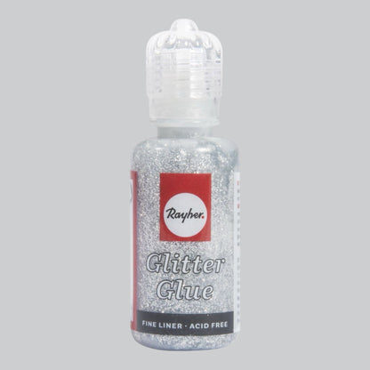Rayher Glitter-Glue Holographisch – 20 ml, Silber Brillant