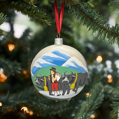 Weihnachtskugeln Alpabzug Weiss