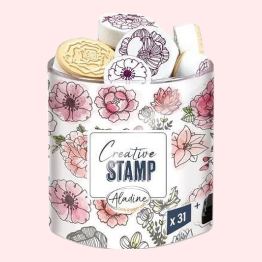 Aladine. Stempelset Flowers 31 Stk. inkl. Stempelkissen