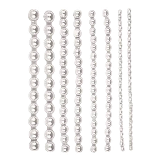 Glorex. P&D Perlen weiss assortiert selbstklebend 138 Stück 2-8mm