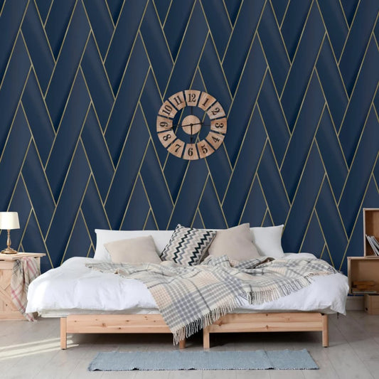 Tapete Geometric Blau und Golden