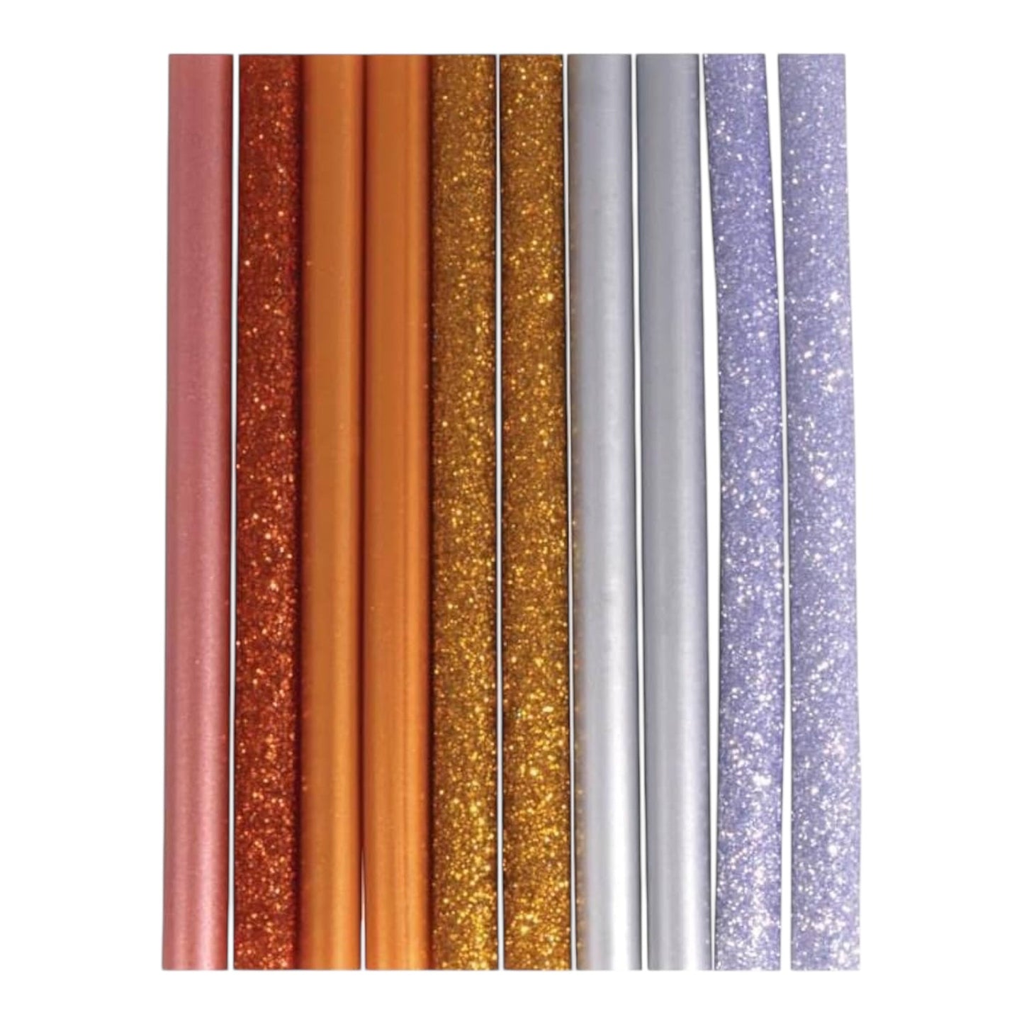 Rayher Glitter-Klebesticks, 7mm / 100mm, Für Heißklebepistole, 10 Stück, Gold/Silver/Copper Mix