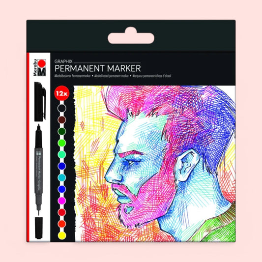 Marabu Permanent Marker Graphix Set 12er SIGNIFICANT