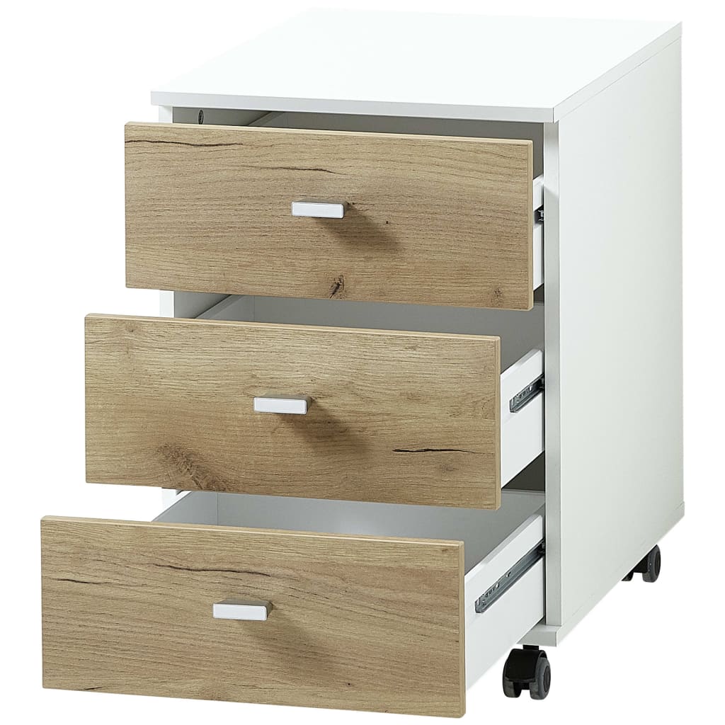 Germania Rollschrank Altino 40 x 48,9 x 56,9 cm Navarra-Eiche und Weiß