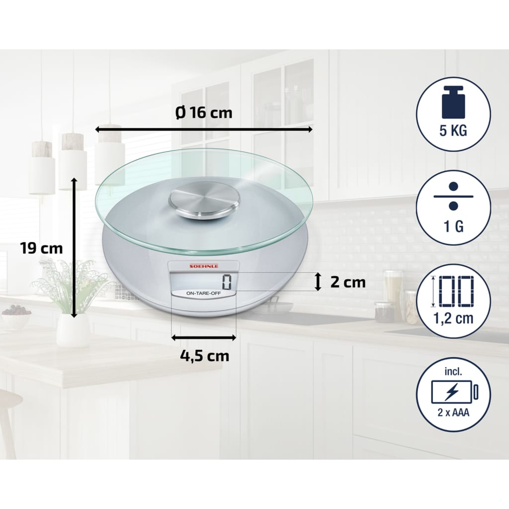 Soehnle Digitale Küchenwaage Roma 5 kg Silbern