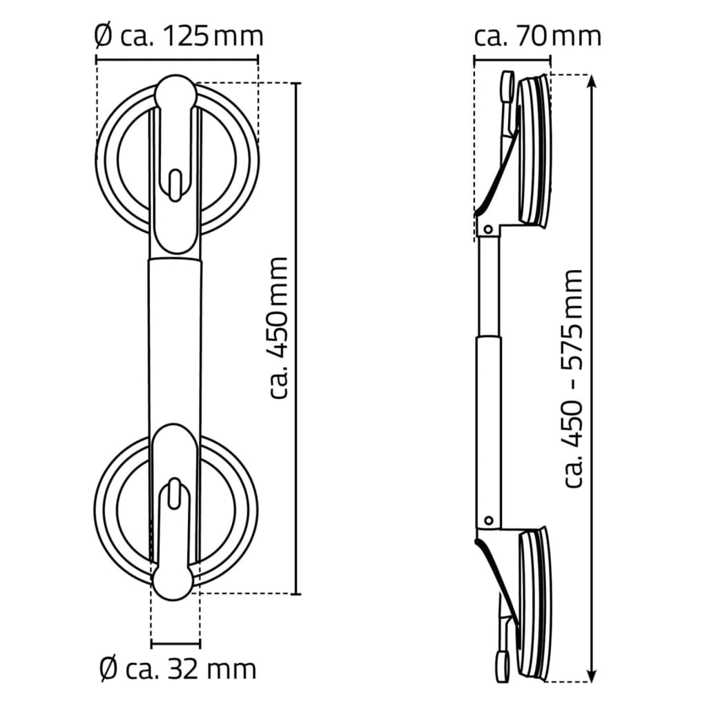 RIDDER Teleskop-Haltegriff mit Saugnapf 12 cm 100 kg A0150301